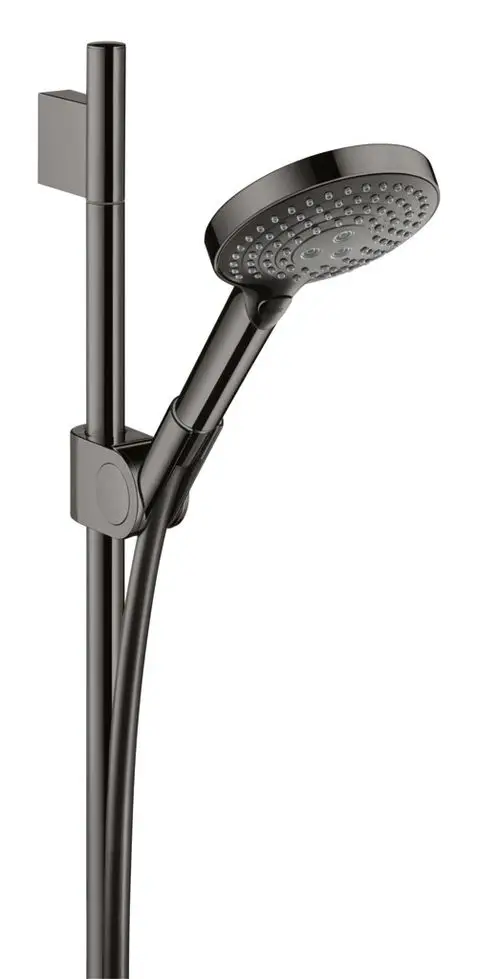 Handbrause mit Halterung und flexibel verlegtem Schlauch in Polished Black Chrome, hergestellt von AXOR.